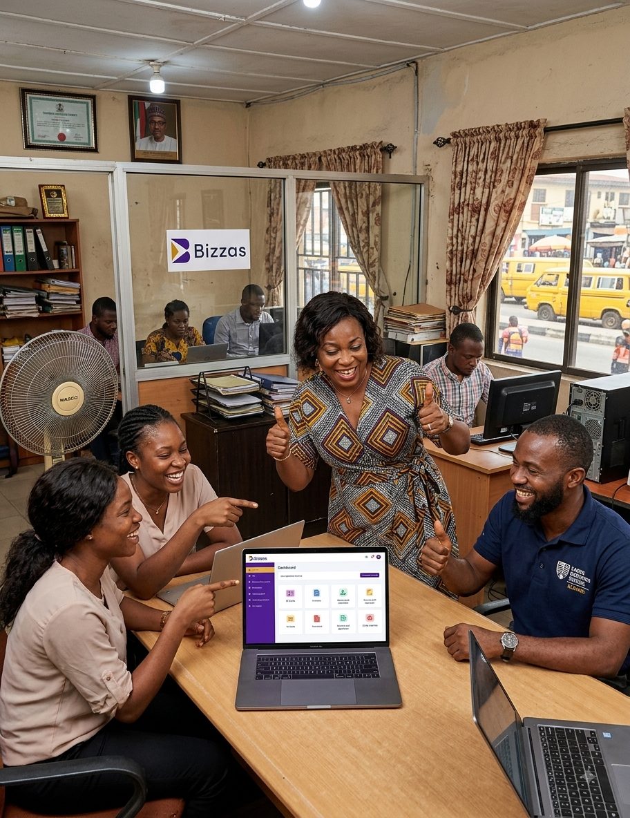 A Nigerian office team working together at their desks